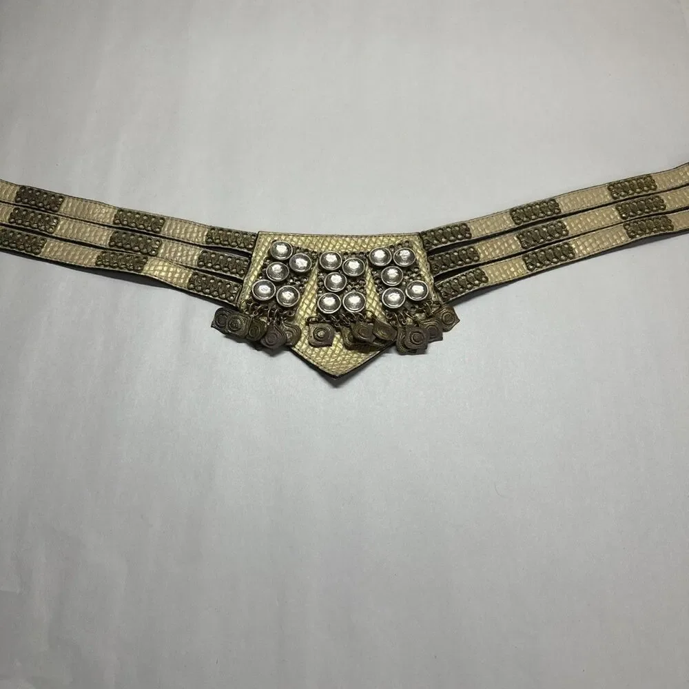 Nina Arjani Vintage Leatherock Glam Costume Statement Belt Womens Boho